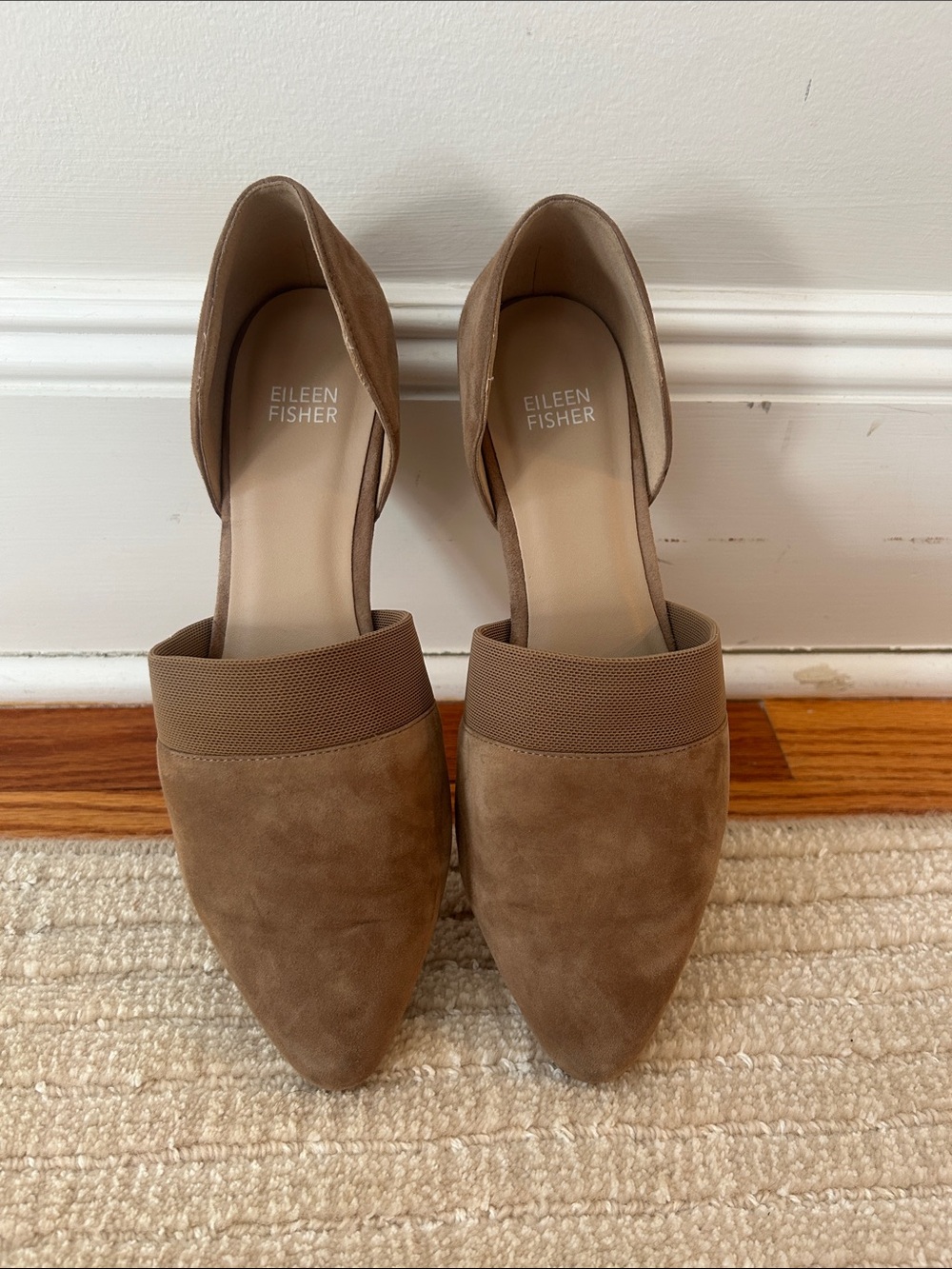 Eileen Fisher Taupe Suede D’Orsay Pointed Flats